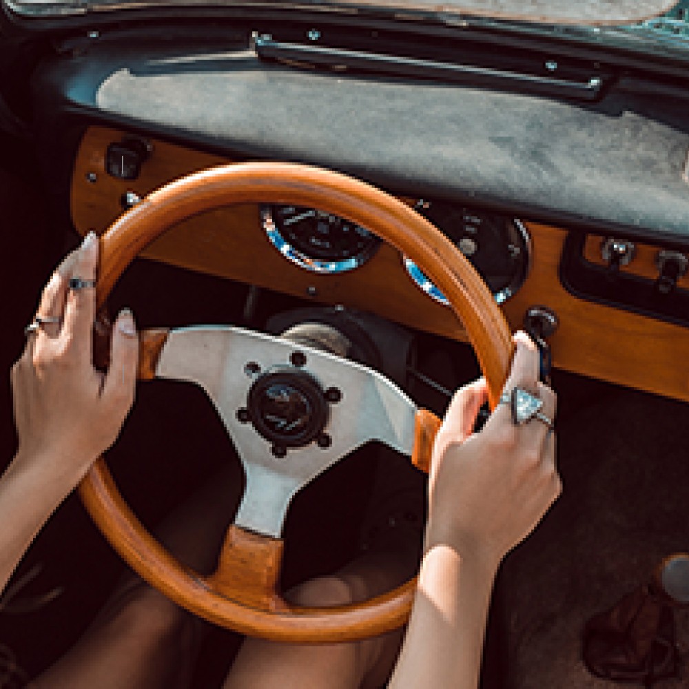 Woman driving a car