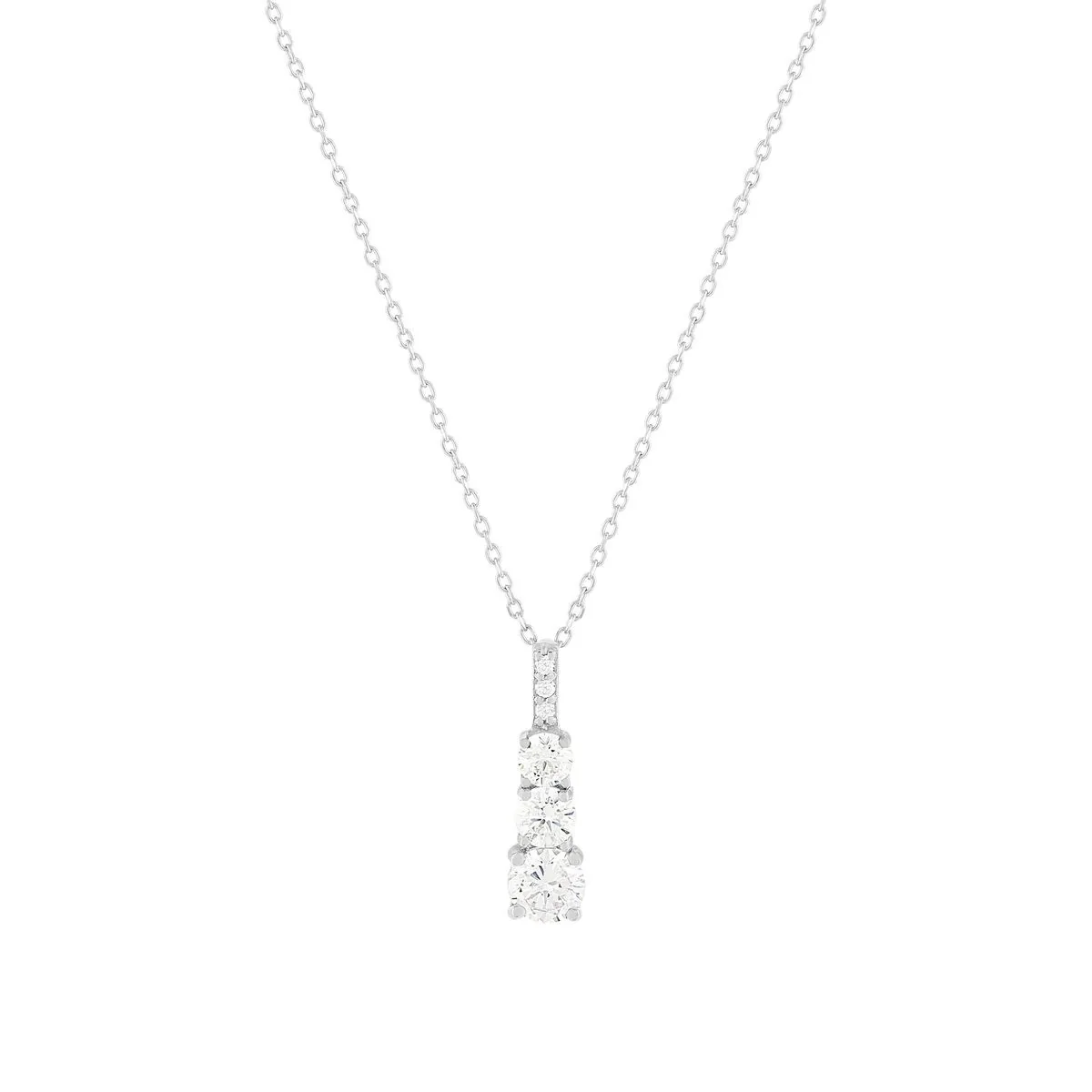 Collier en or blanc 375 serti de oxydes de zirconium