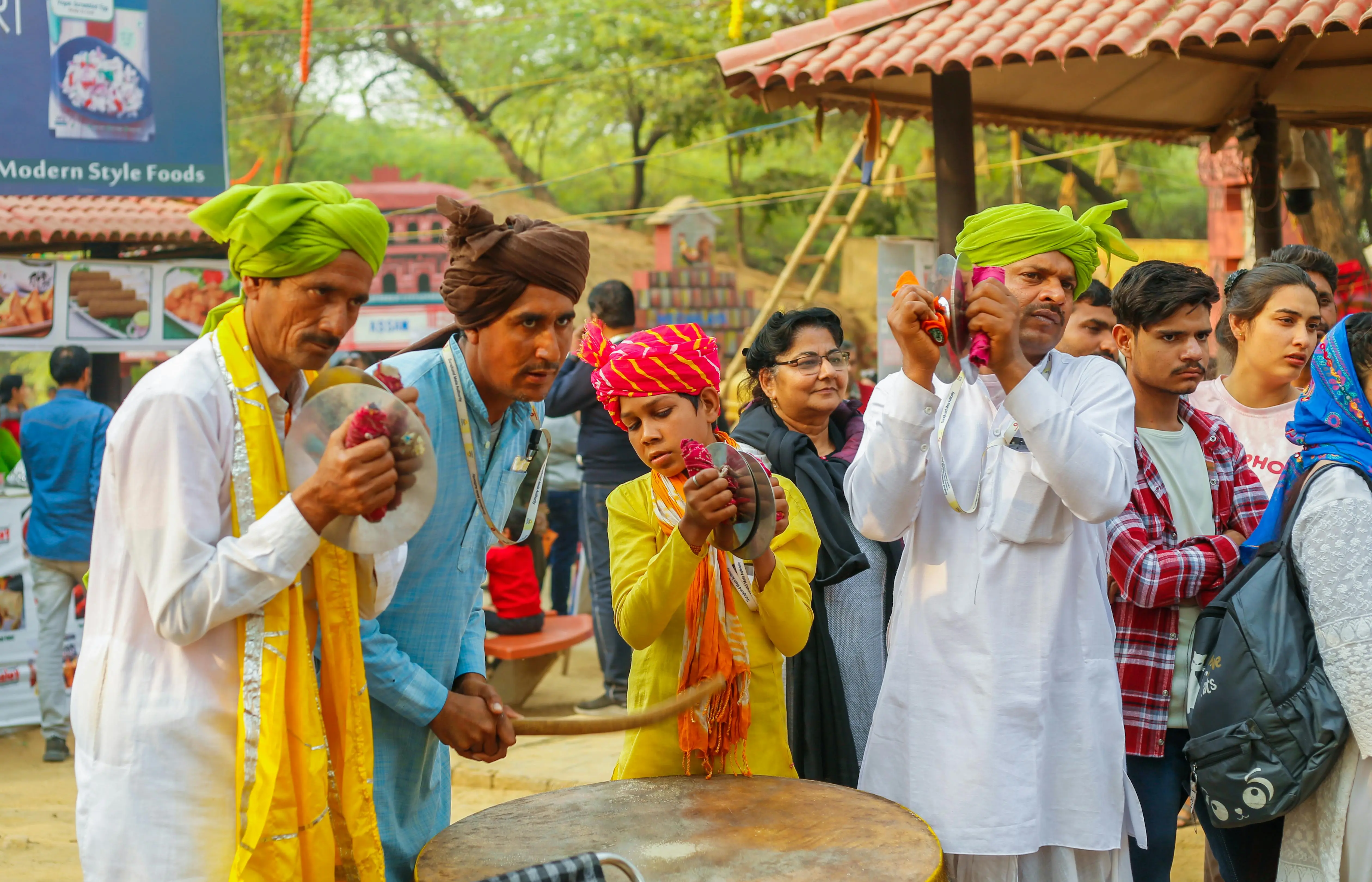 Group of Indian people playing folk music