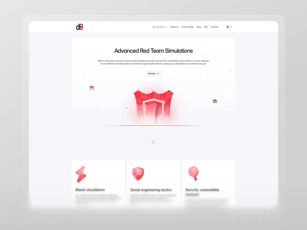 Red team simulation page from Defendzero site, illustrating collaborative cyber security defense strategies