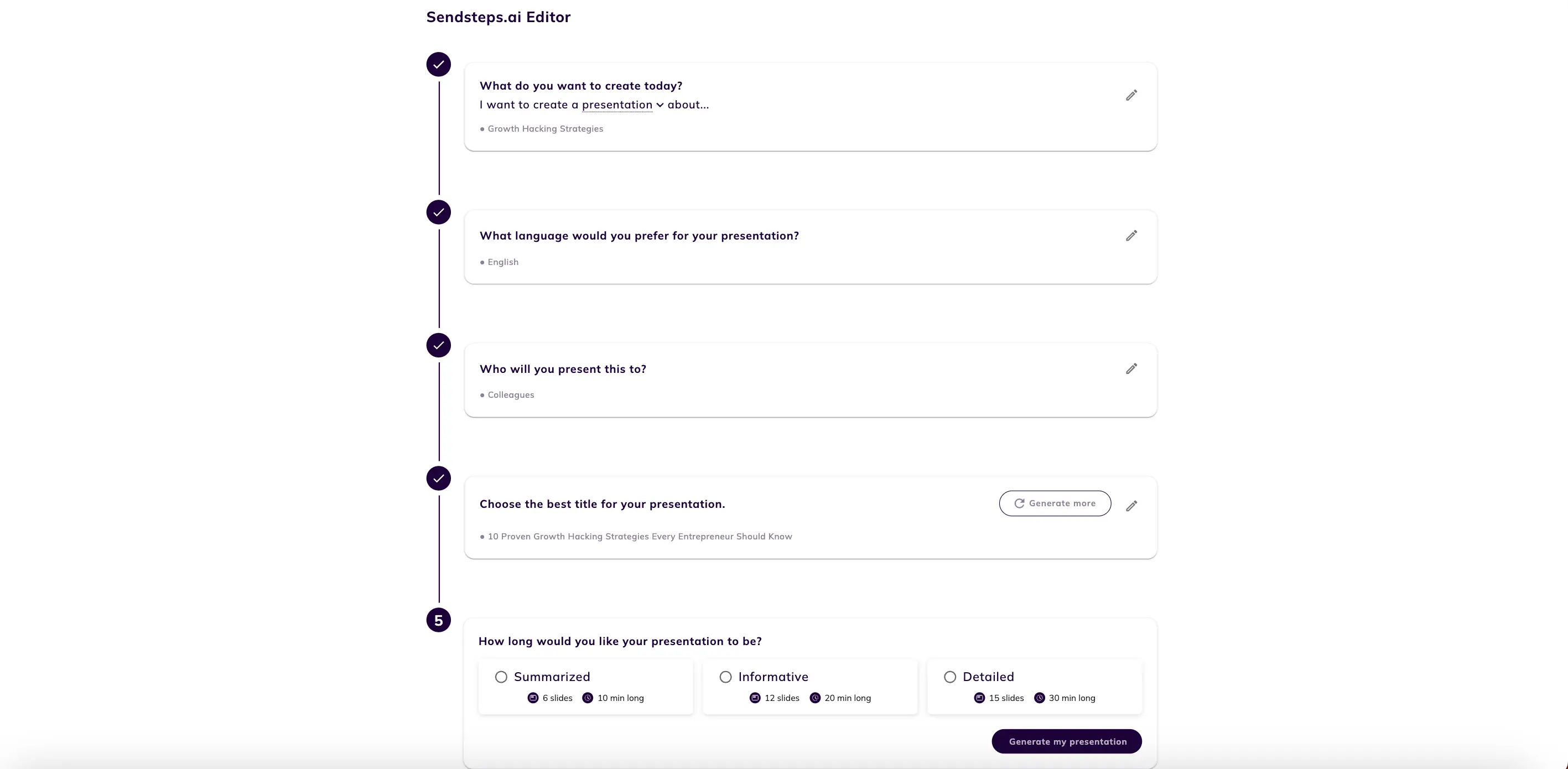Sendsteps AI presentation maker 