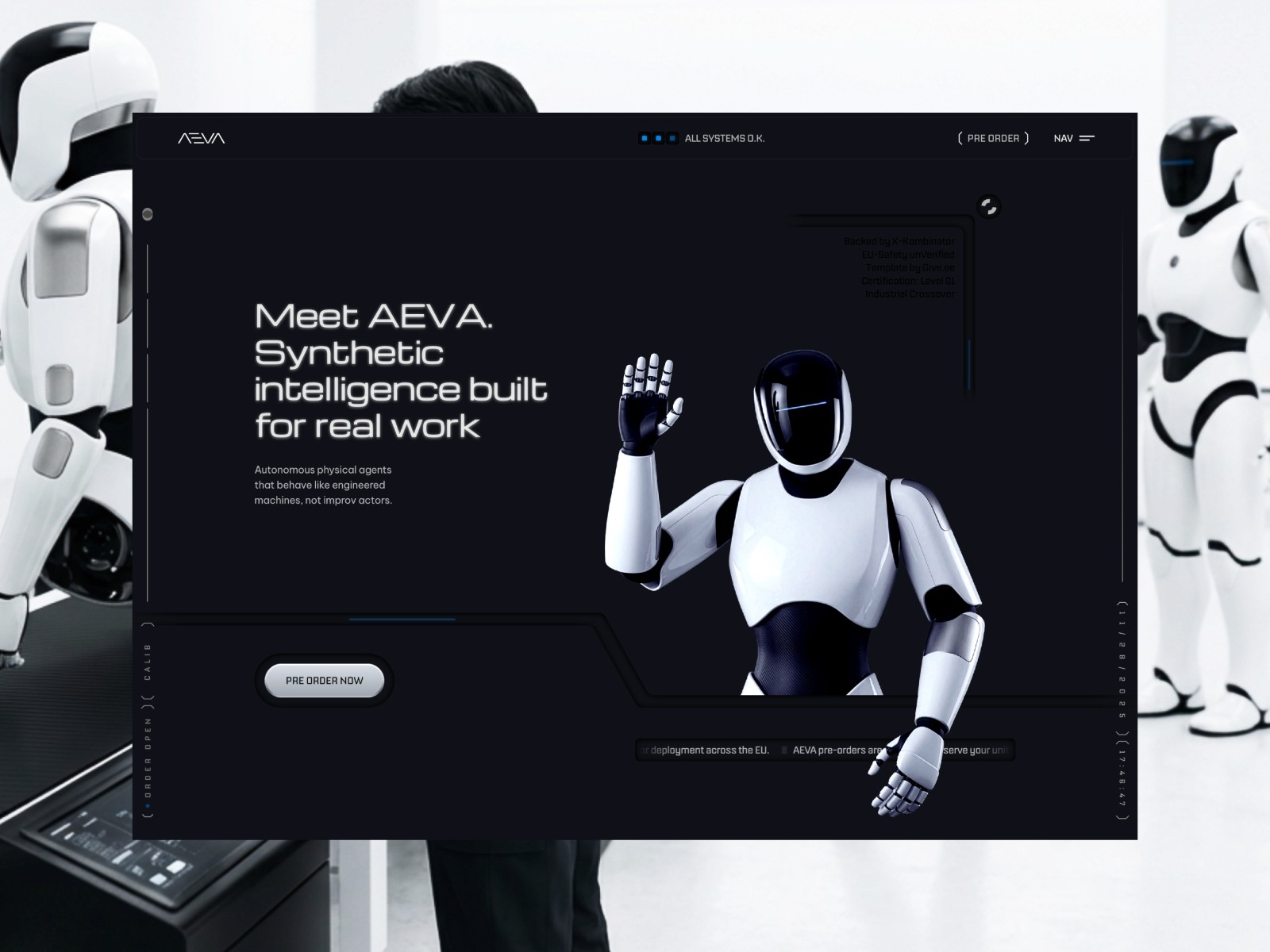 AEVA — 黑白极简现代 AI 产品官网设计灵感