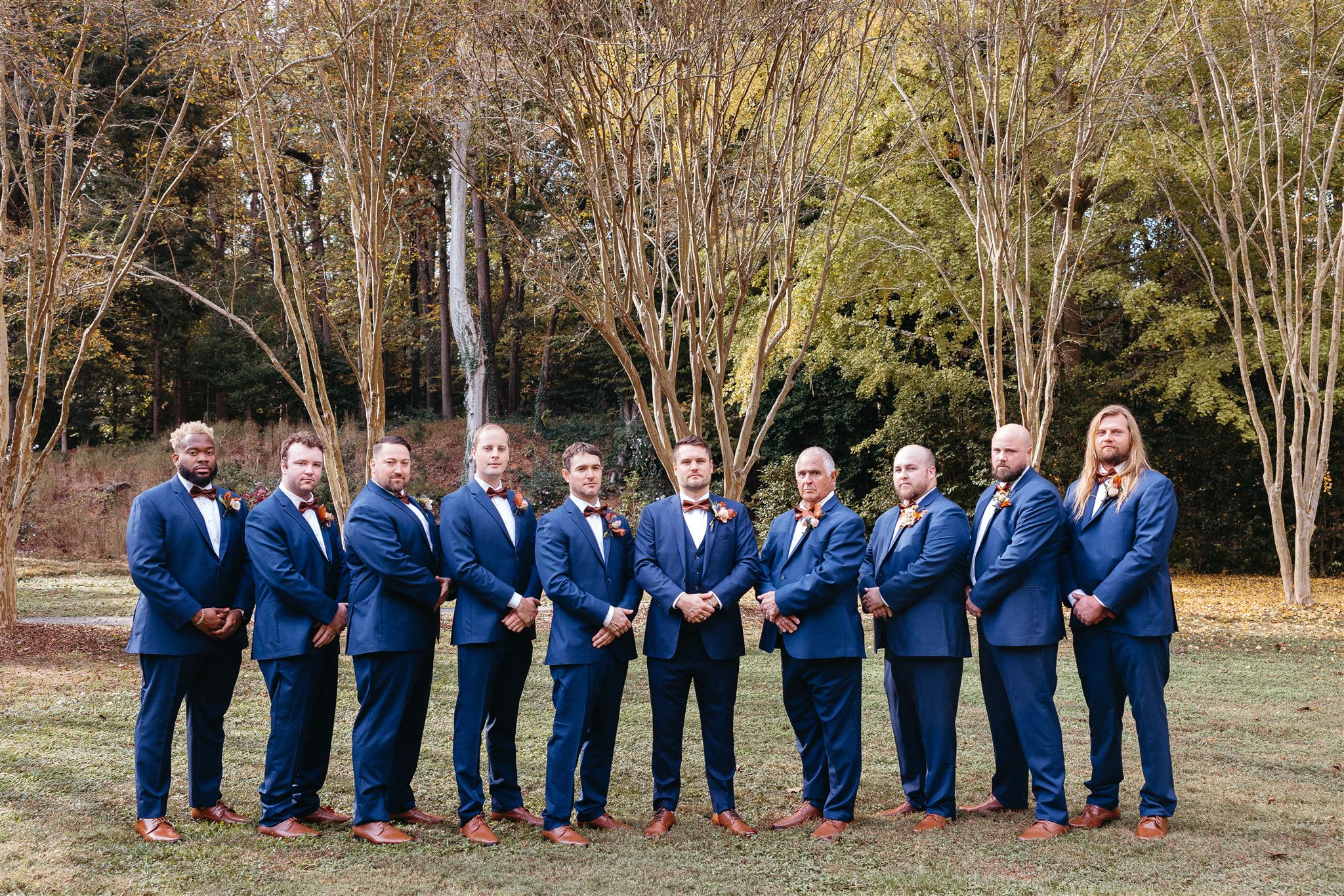 Bridal party and guests gathered for the ceremony at Cator Woolford Gardens in Atlanta, Georgia.