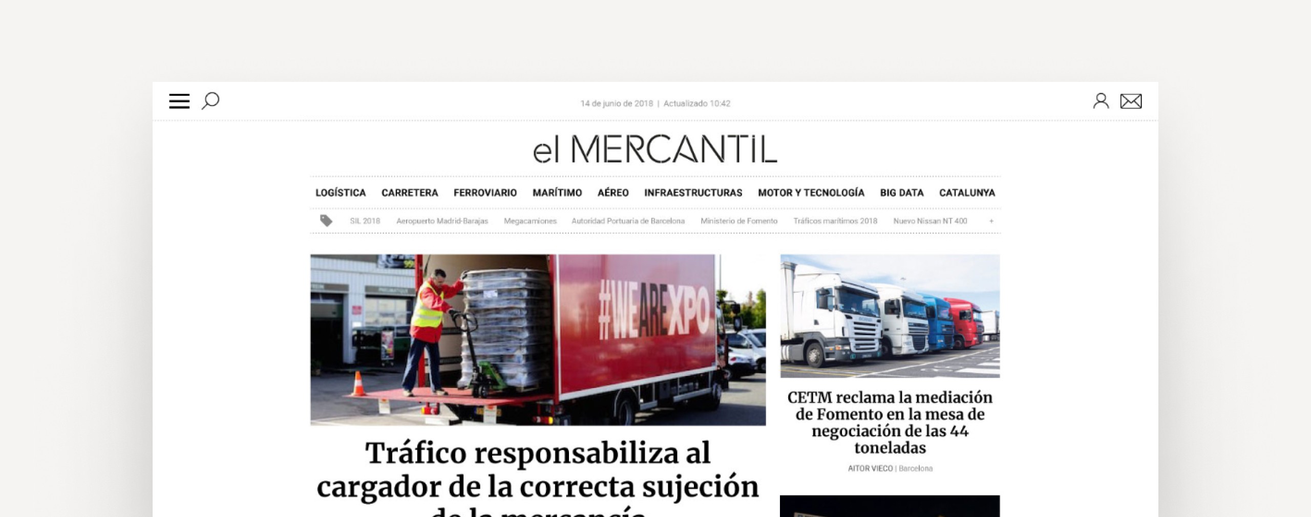 Captura de pantalla de la página principa de la web del periódico