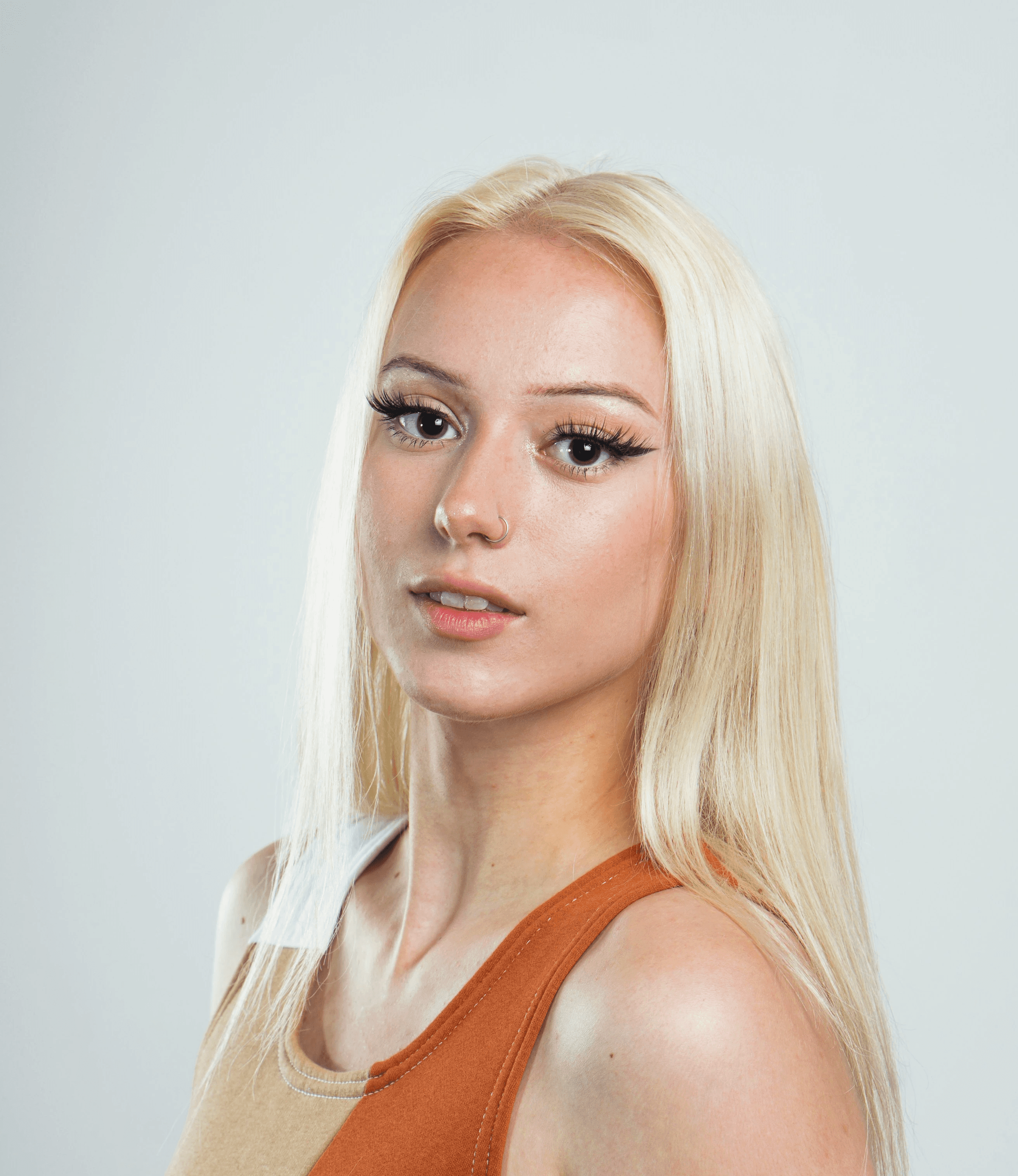 woman in brown tank top