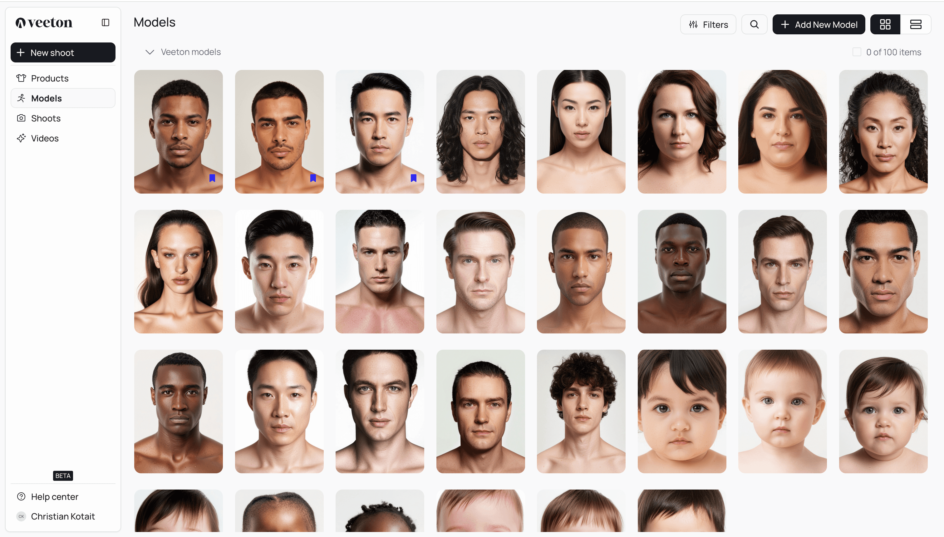 AI-generated models gallery