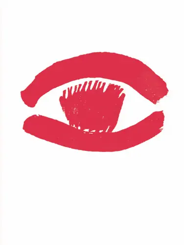 Red illustration of an eye