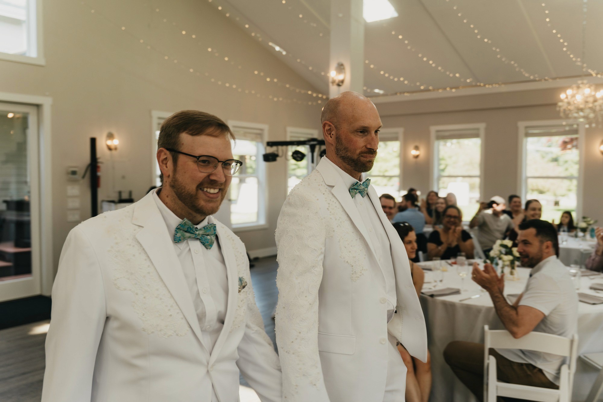 Indoor wedding reception at Trinity Tree Farm