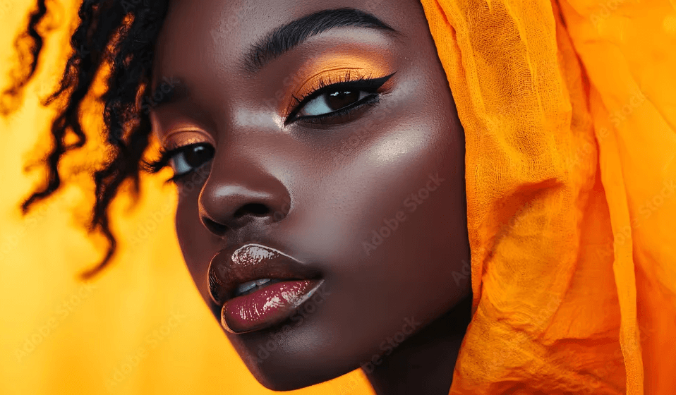dramatic orange portrait showing highly creative color expression