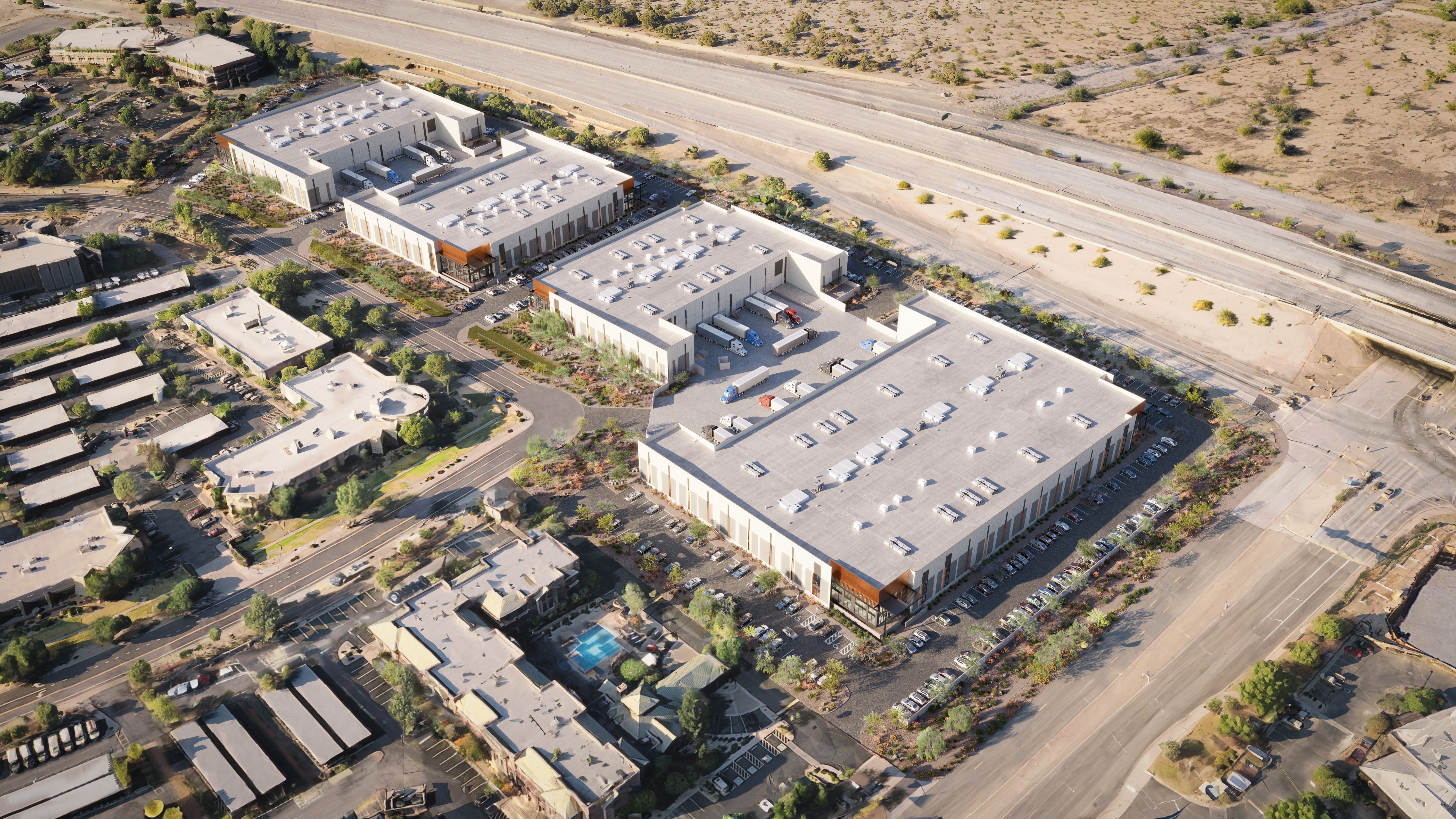 Aerial view of The Loop Business Park in Scottsdale, Arizona