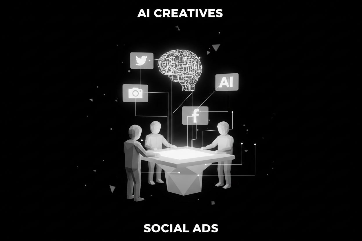 Team designing social media ads with AI tools