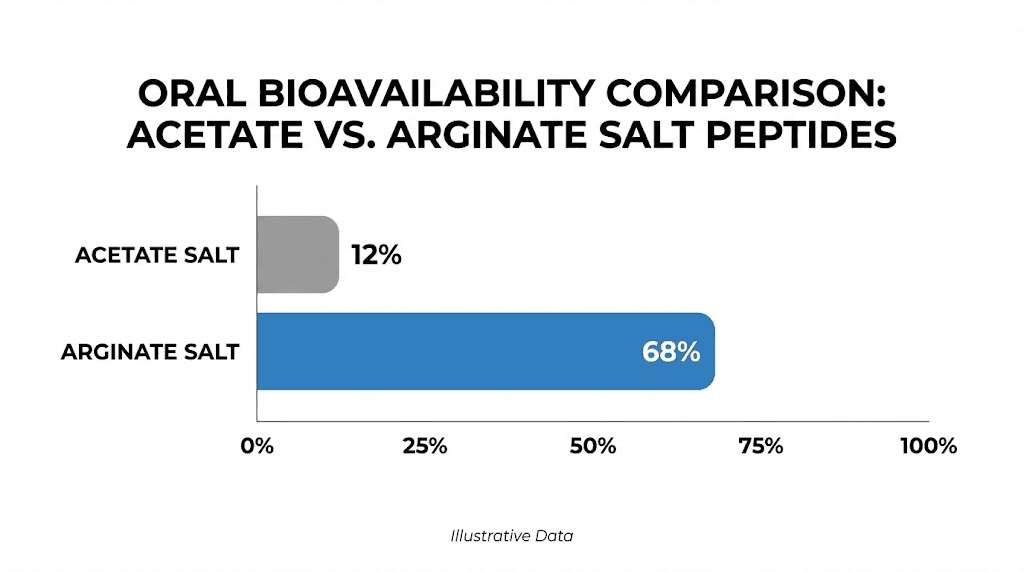 Penta deca peptide arginate bioavailability comparison chart acetate vs arginate