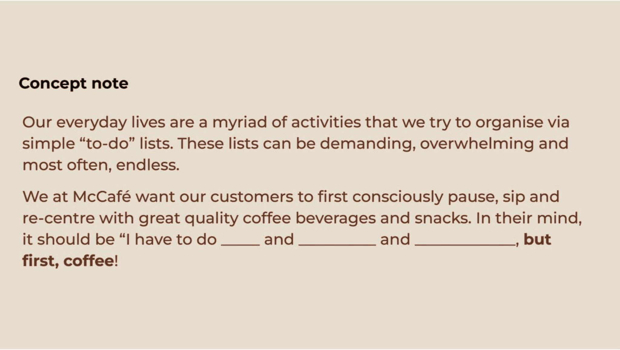 brand concept for McCafé