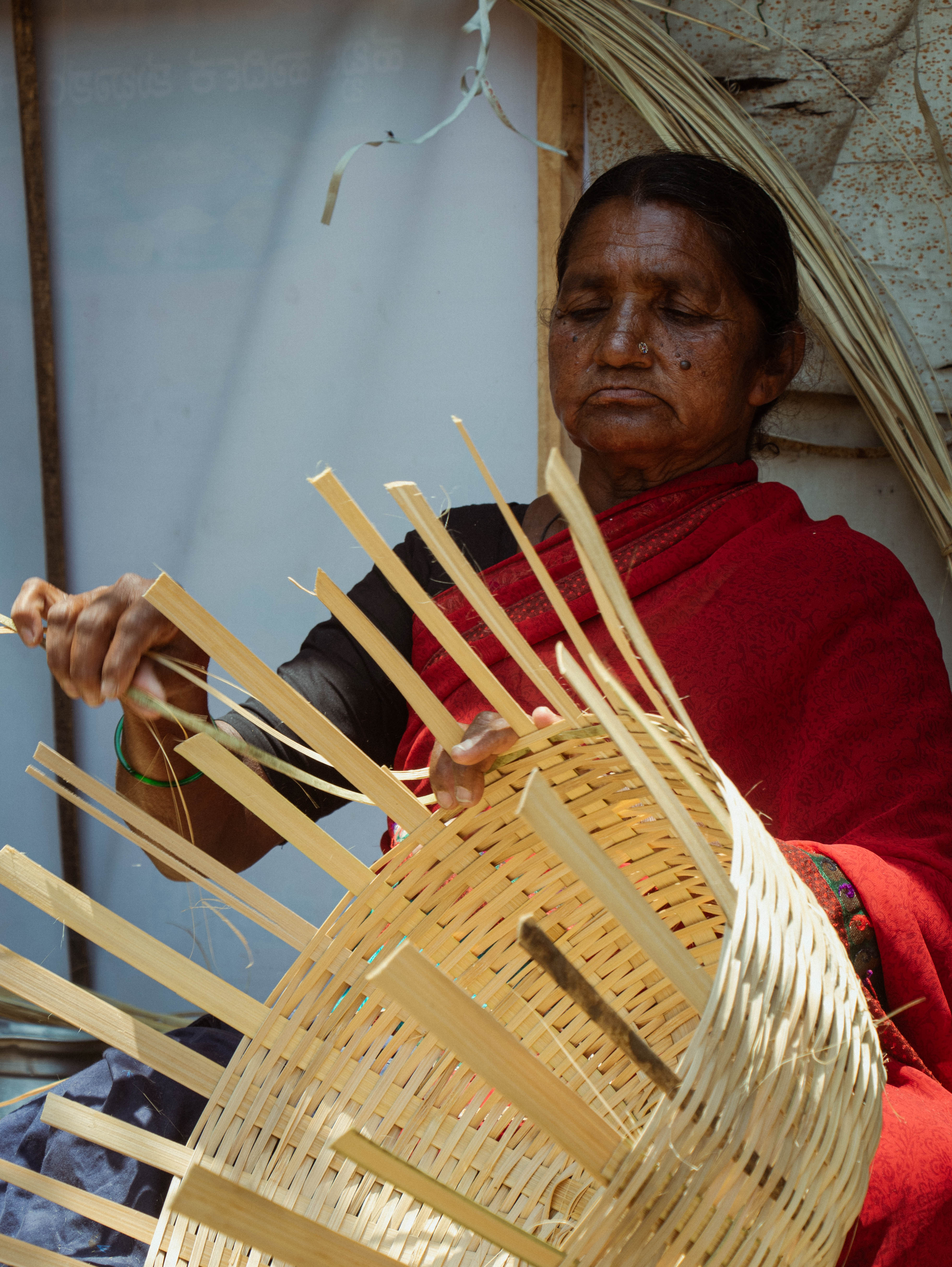 Cane Basket Process . Chickpete