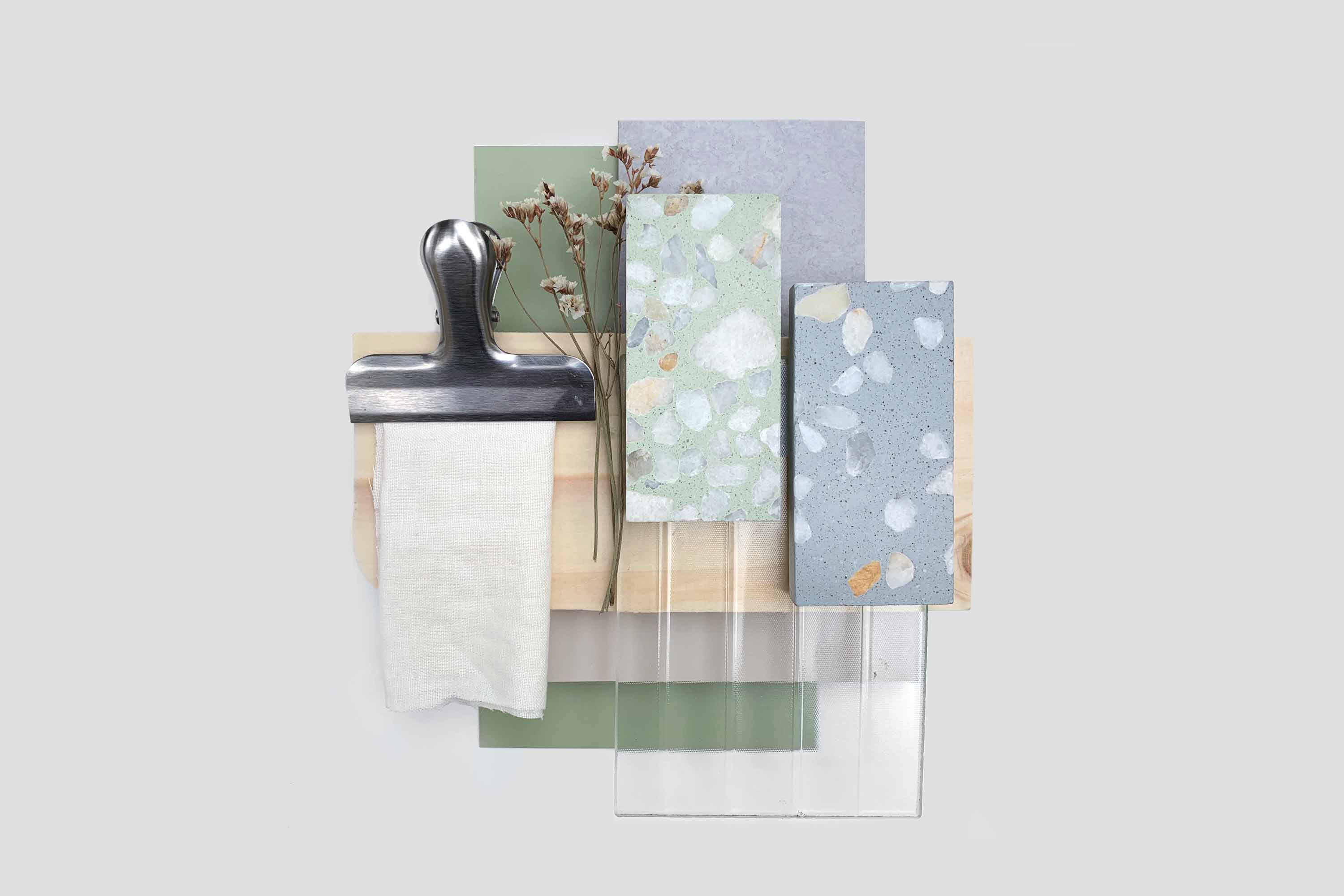 Mood Board Materialien Ferienhaus Itelfingen