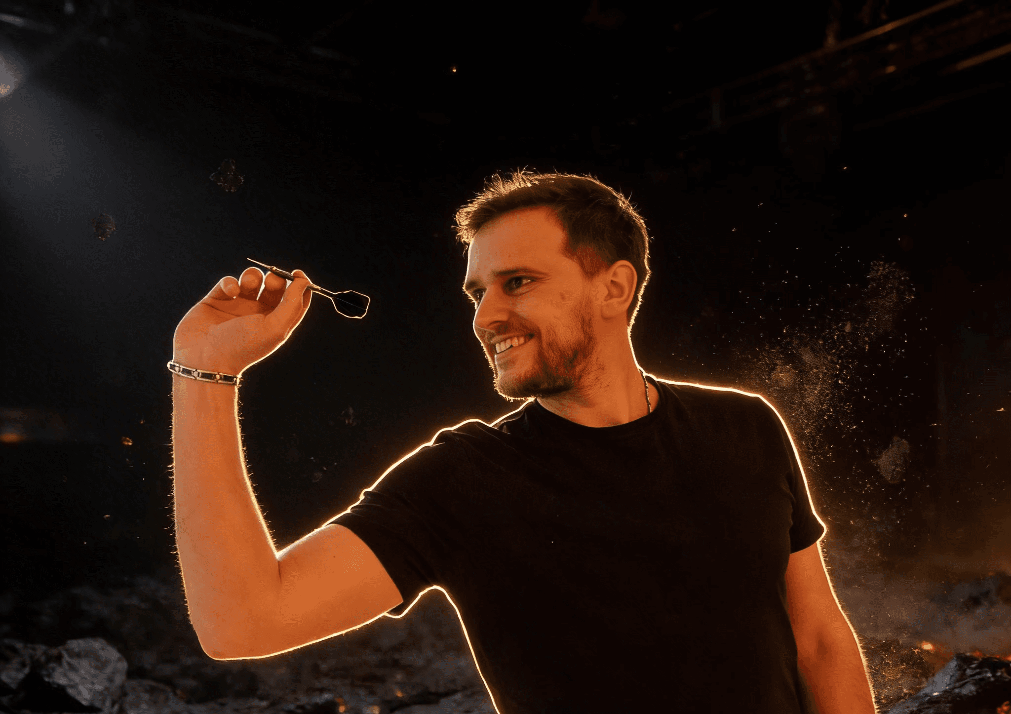 Man with surfing with paddle