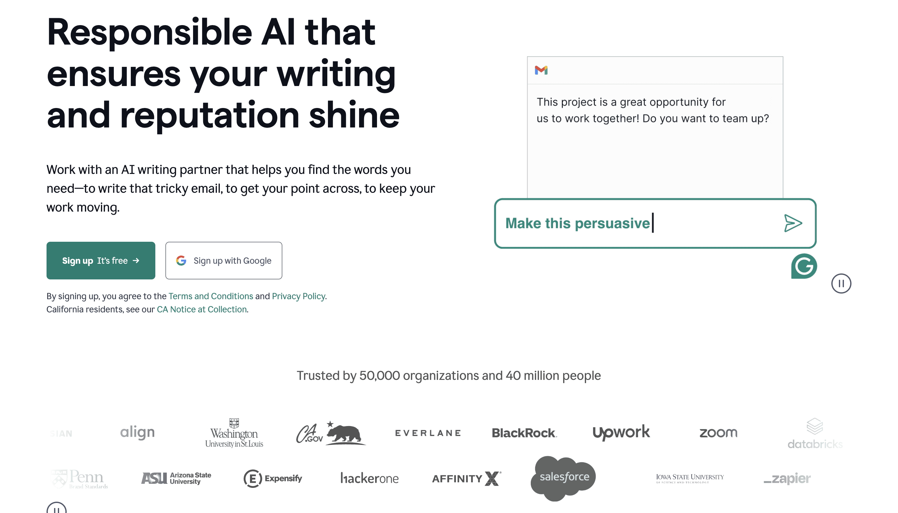 Grammarly for Windows 11 home page screenshot. 