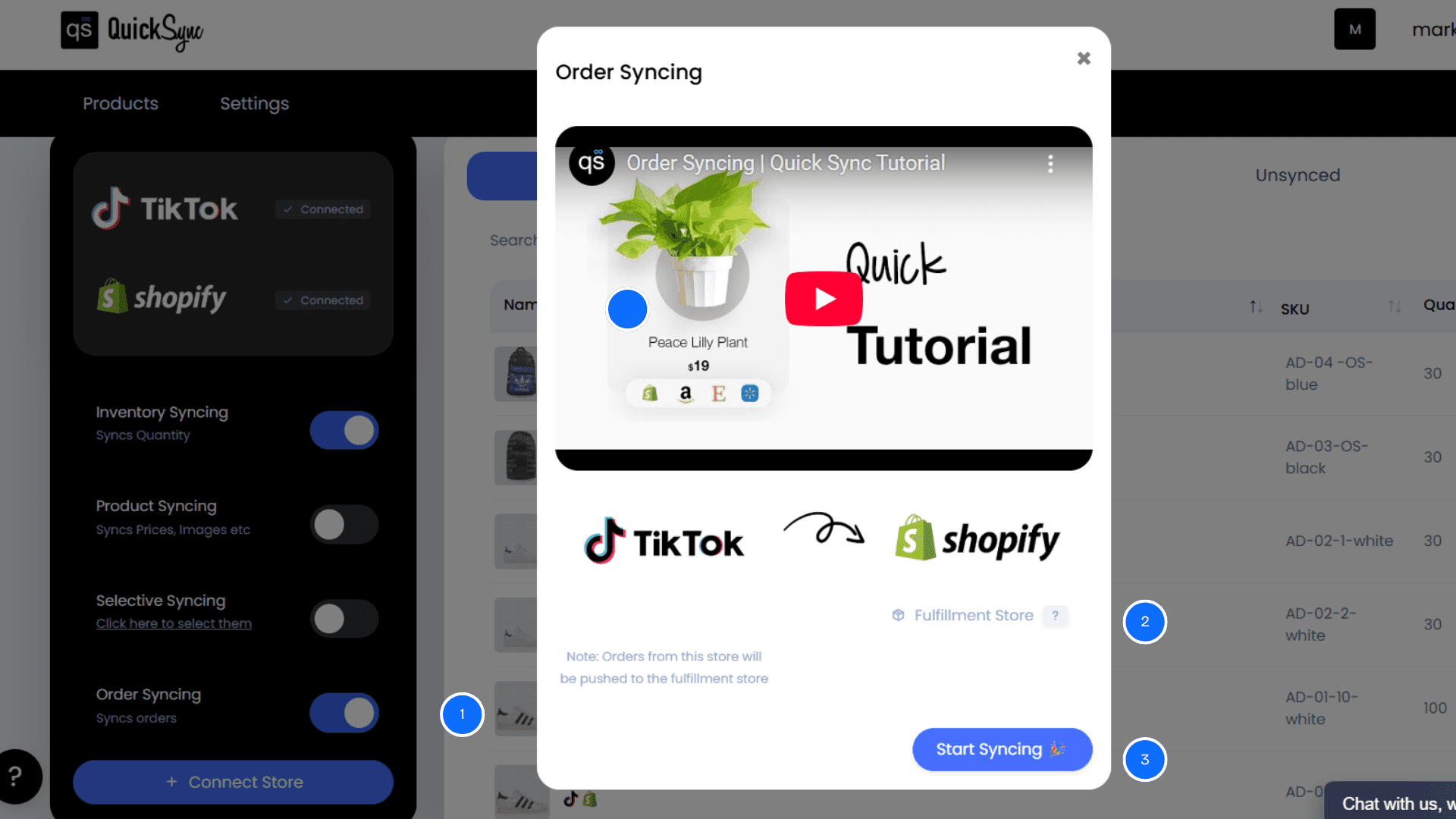 Syncing TikTok and Shopify Orders with QuickSync