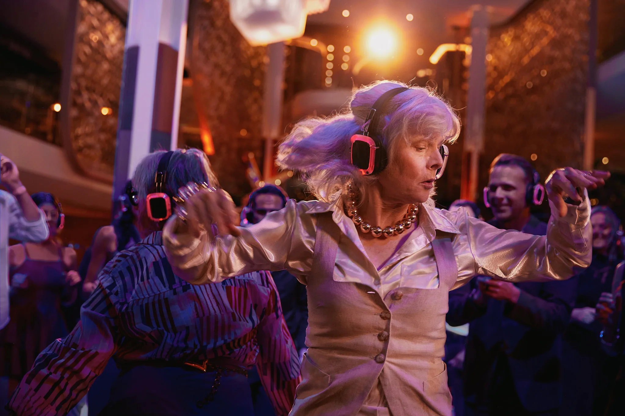 silent disco dancer mid spin — lifestyle photography by Tom Kubik