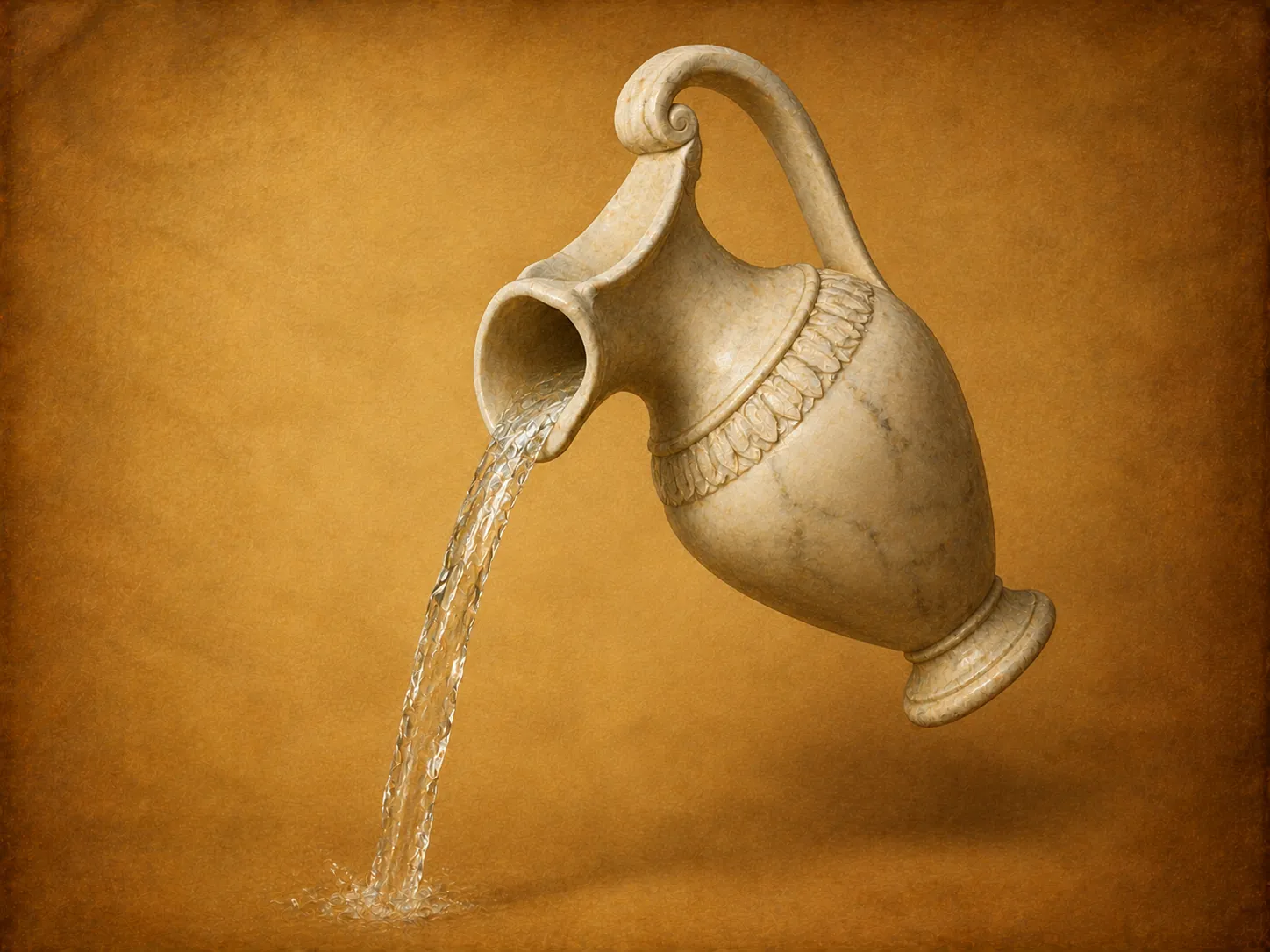 A marble ewer pouring water