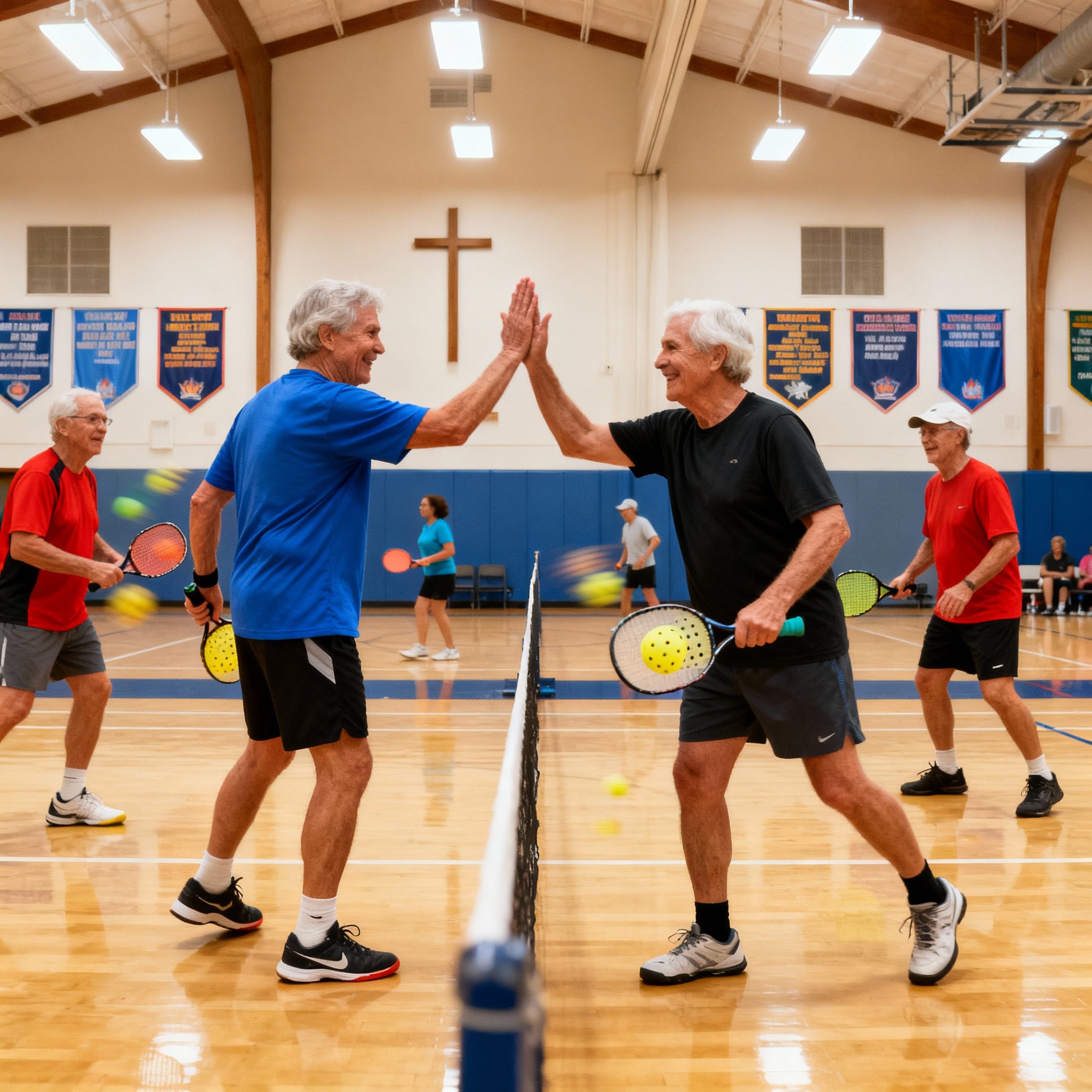 Peopel playing oickelt ball