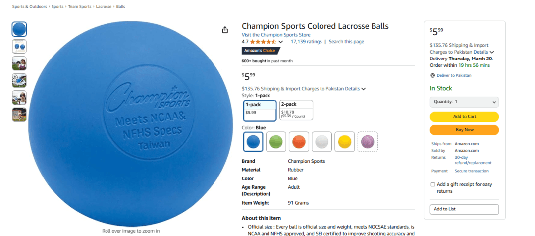 Champion Sports LBSET Colored Lacrosse Balls&nbsp;&nbsp;