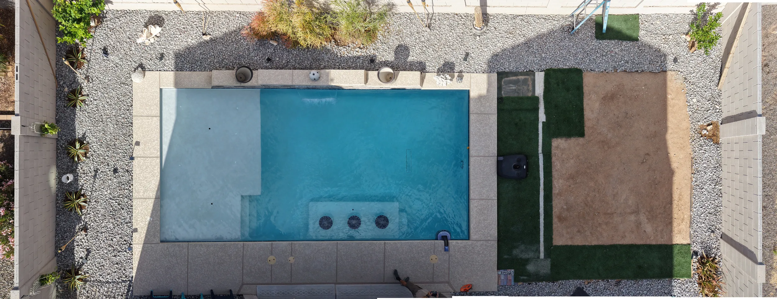 Before. HBC Desks – Modern Desert Deck with Trex Enhance Naturals decking