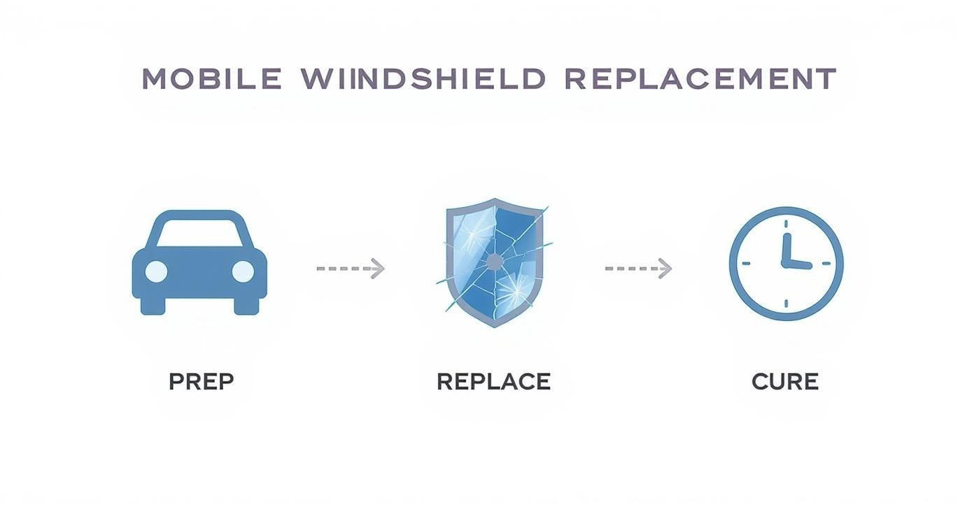 Infographic about mobile windshield replacement service