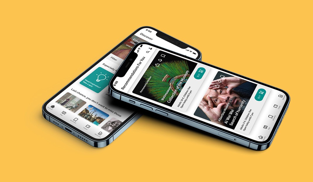 MockUp App zwei iPhones übereinanderliegend, gelber Hintegrund