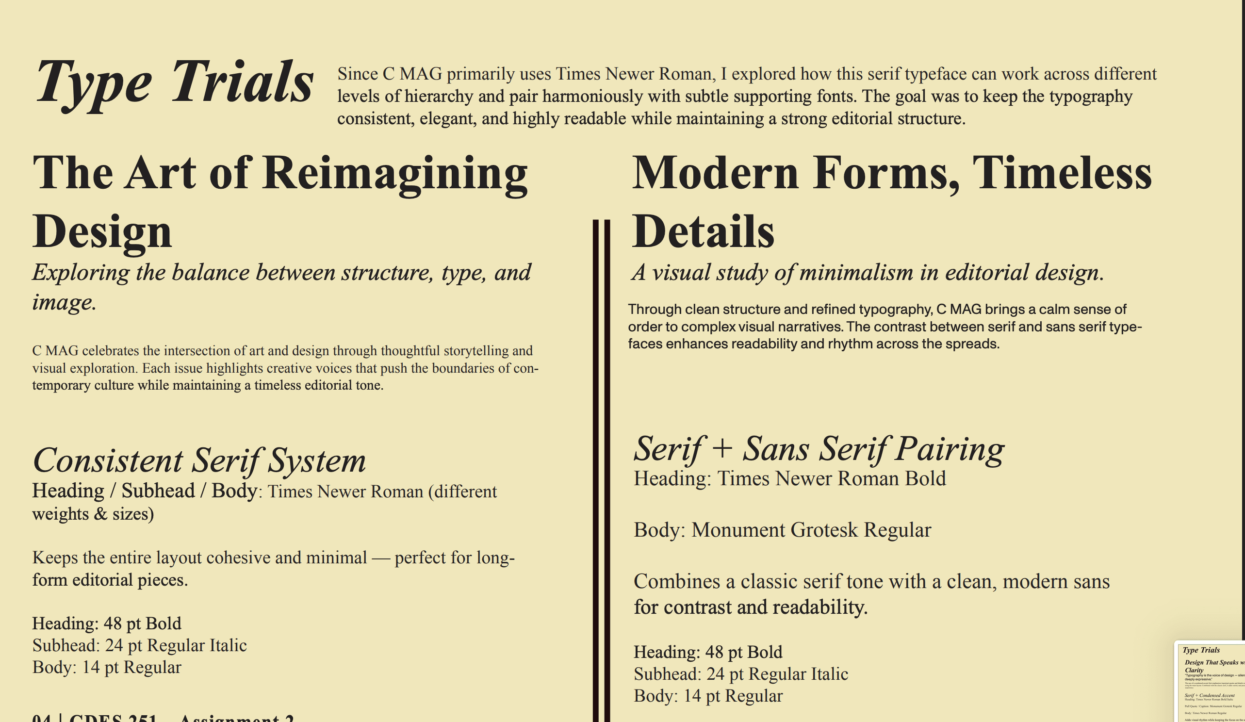 alt="Editorial magazine layout design for C Magazine type trails 2"