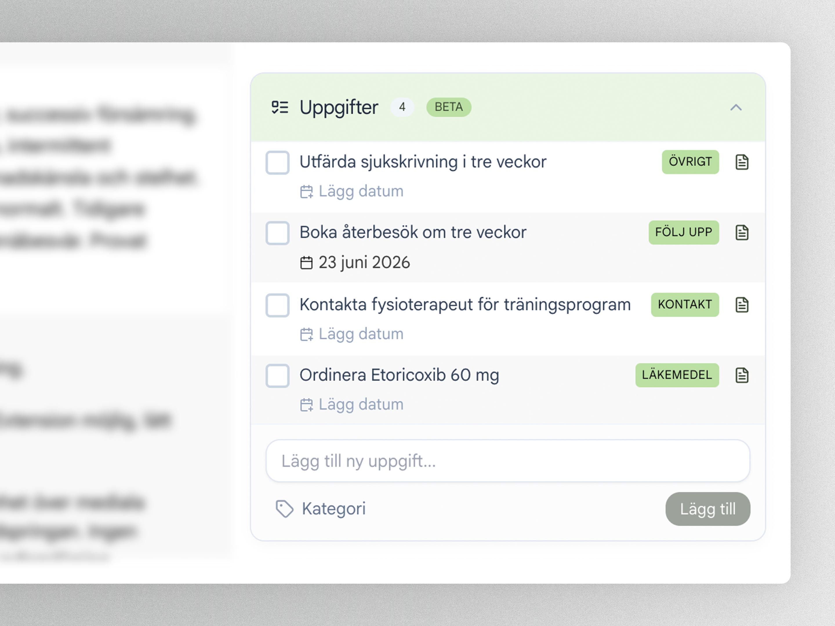Uppgifter skapas automatiskt från samtalet i Recnote