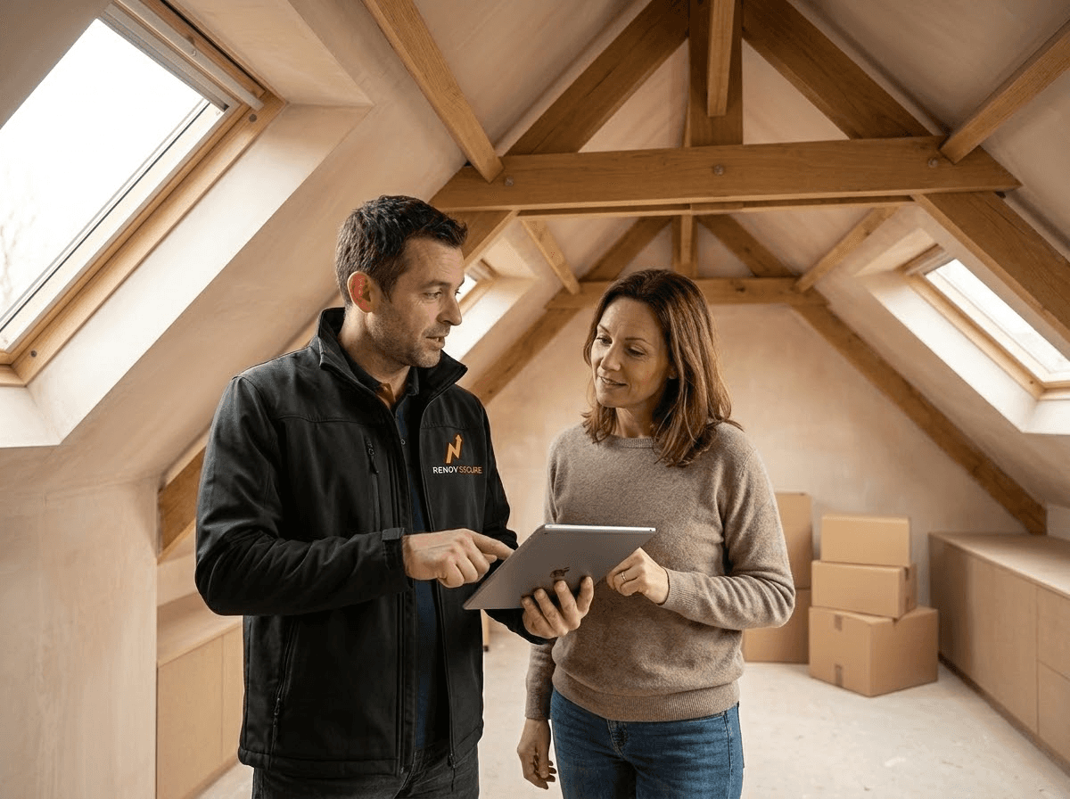 A man sanding a wooden table with a sander