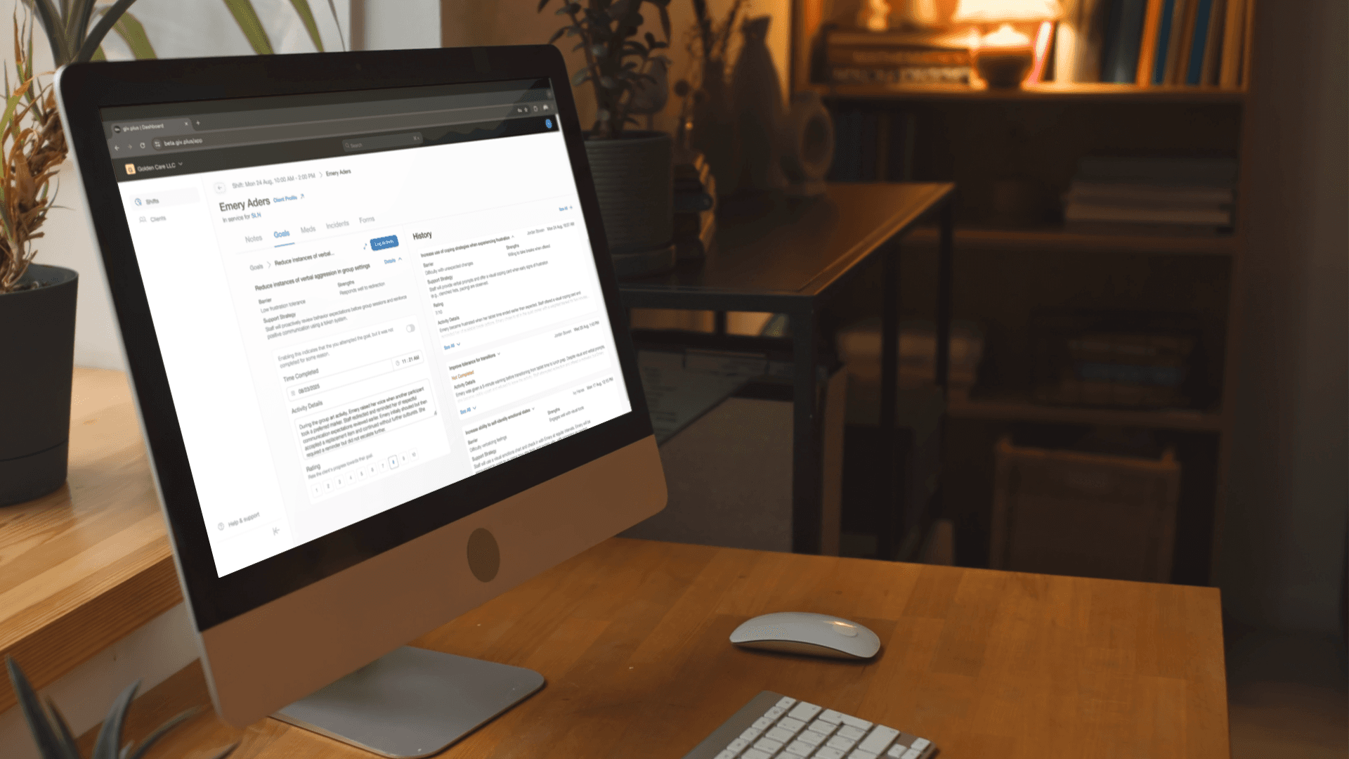 A computer with Giv on the screen.