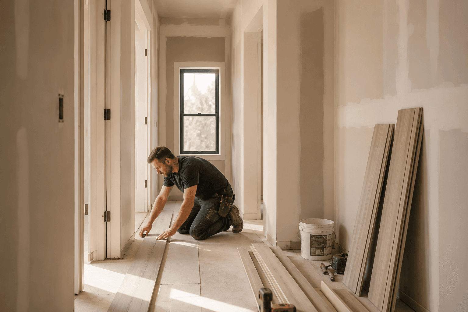 Renovation crew working inside a home