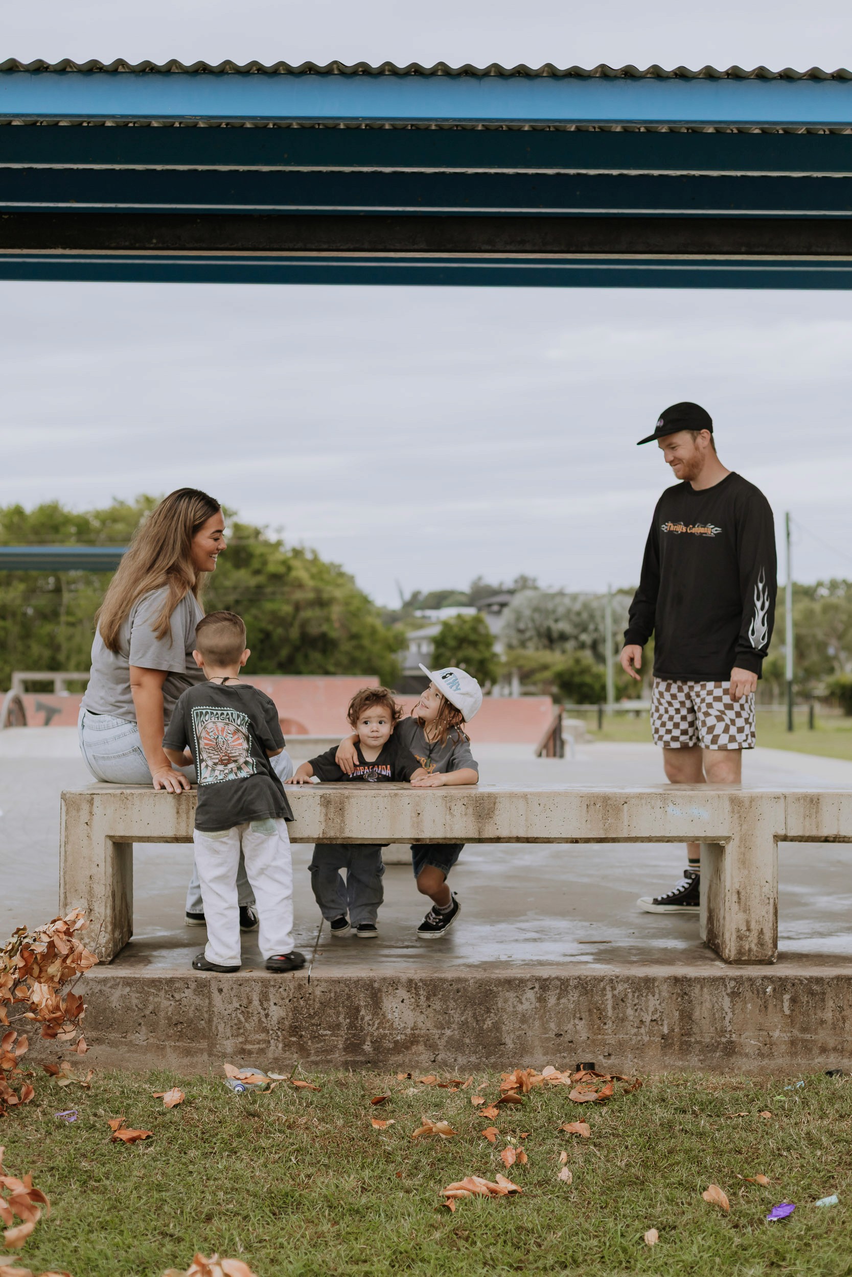 Candid family moment at a Mackay skate park