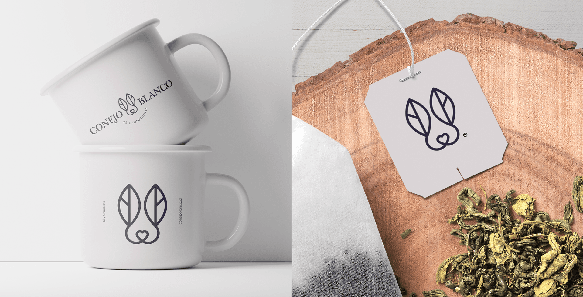 Diseño de logotipo Conejo Blanco té e infusiones packaging premium
