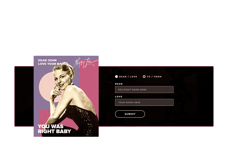 Screenshot of a section of the Peggy Lee website