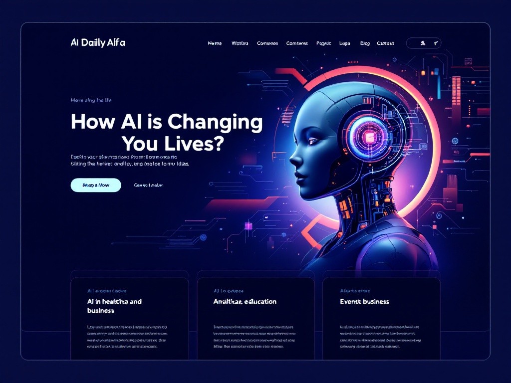 AI robot head with circuit board design