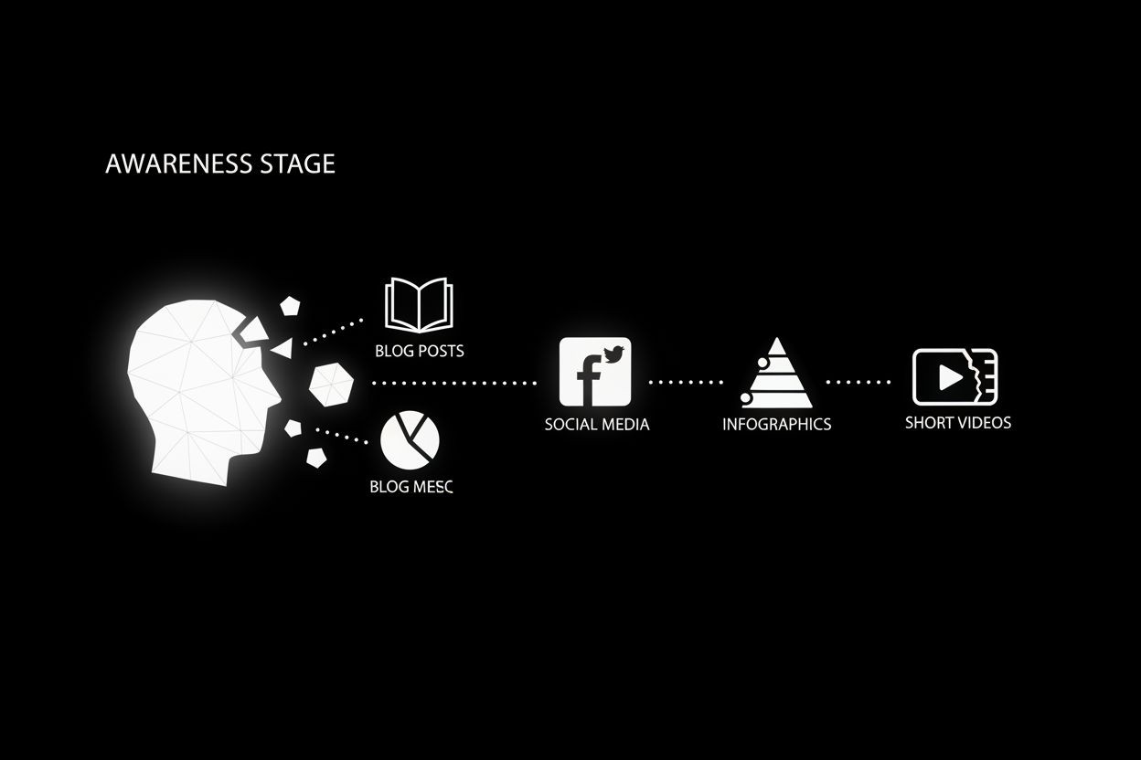 Buyer journey with content at each stage