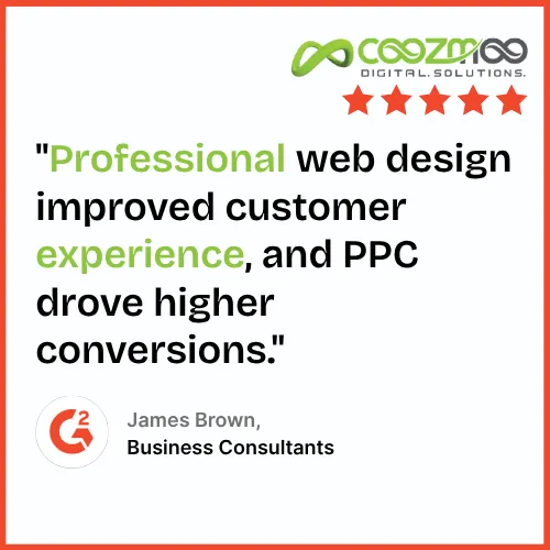 5-star testimonial for web design and PPC conversion results.