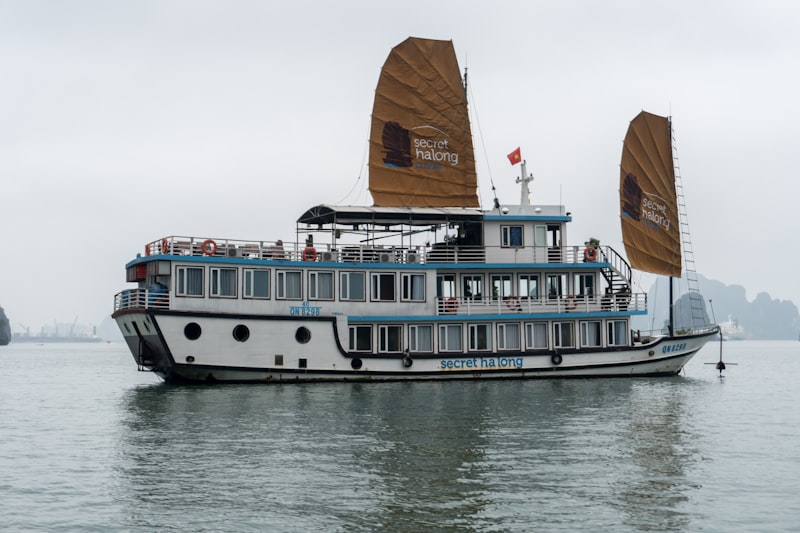 red train travelling near body of water