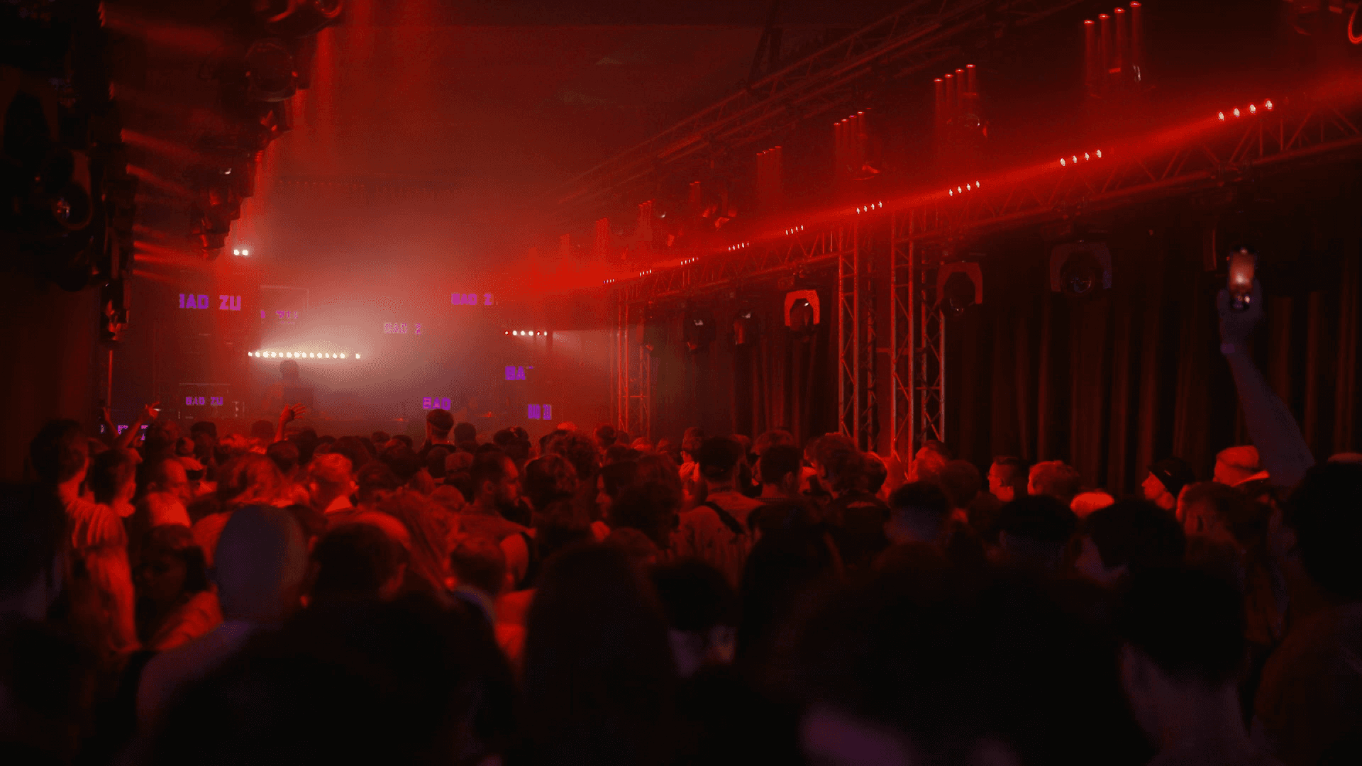 Festival hall bathed in beautiful red light