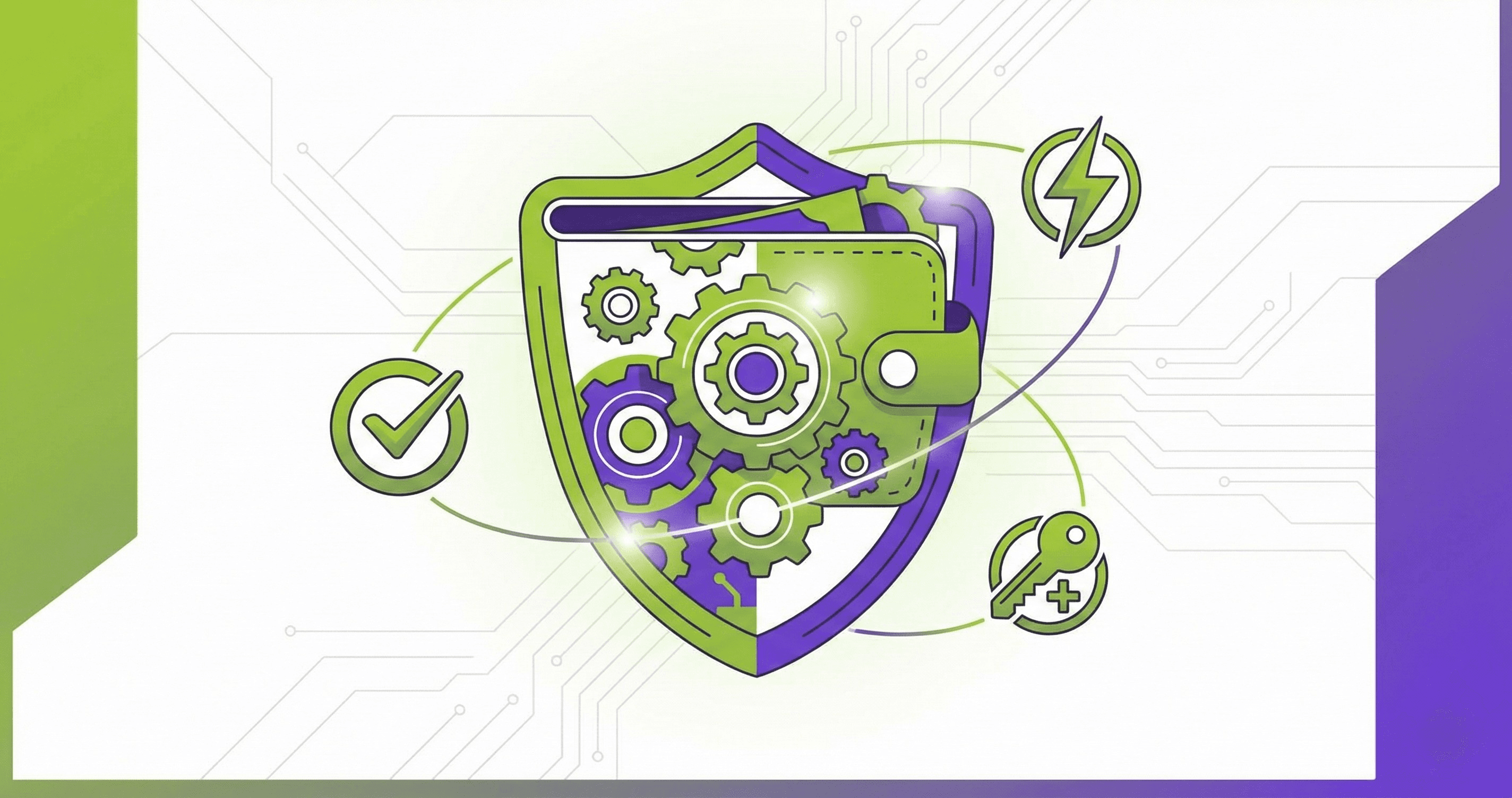 Smart contract wallet with programmable security features showing gasless transactions and social recovery icons