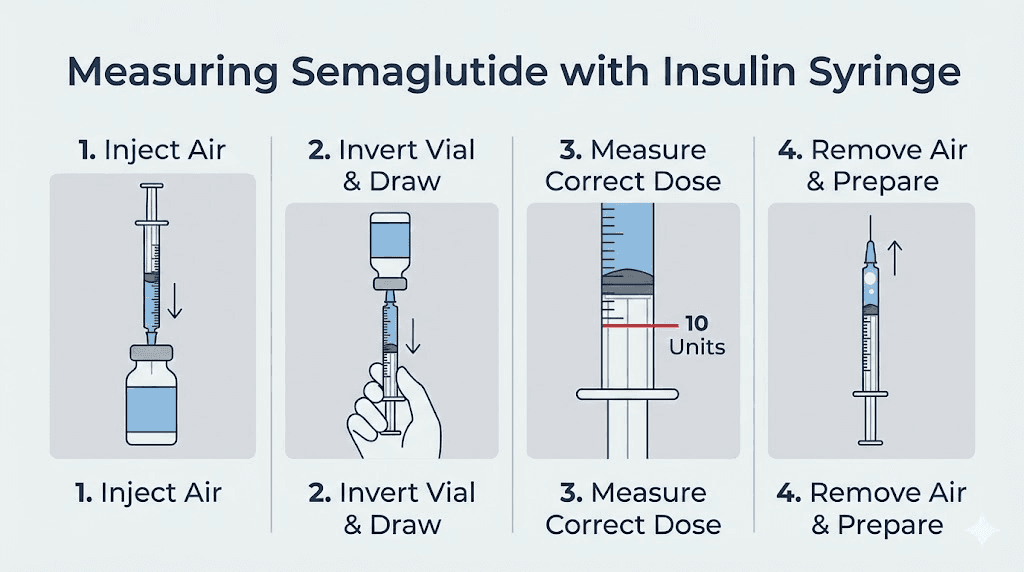 How to measure 1 mg semaglutide with insulin syringe step by step