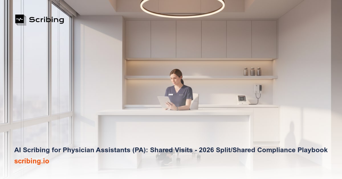 Physician assistant using AI scribing technology during a shared visit with a collaborating physician in a hospital setting