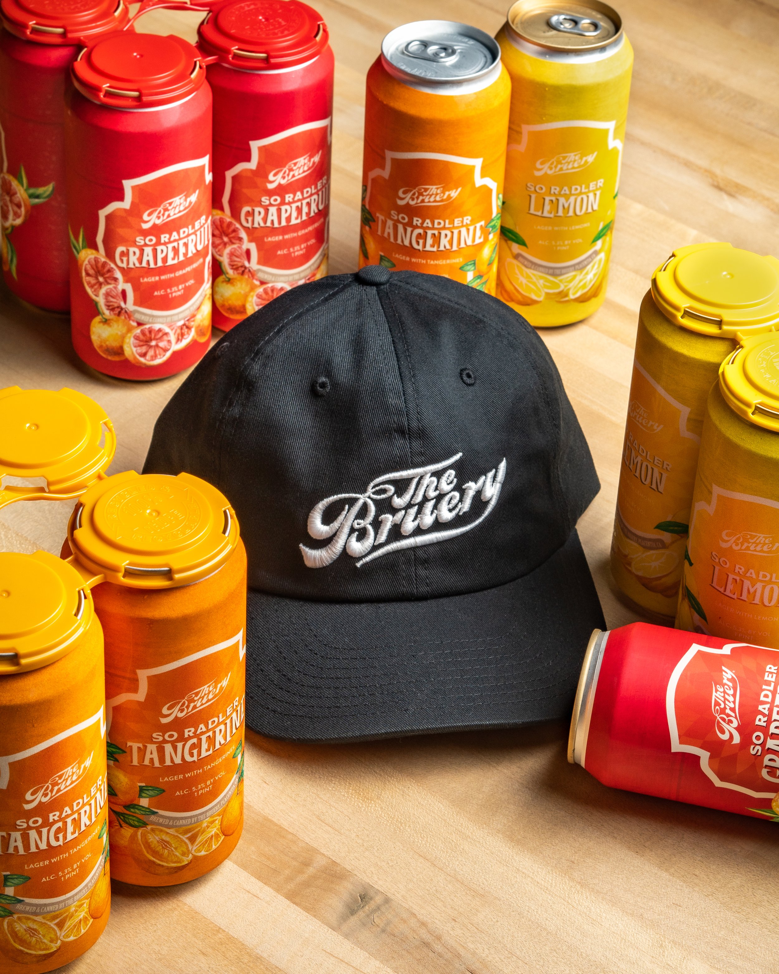 The Bruery branded hat with assorted cans