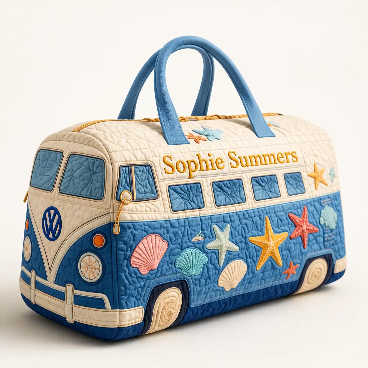 Quiltet bag som retro minibuss.