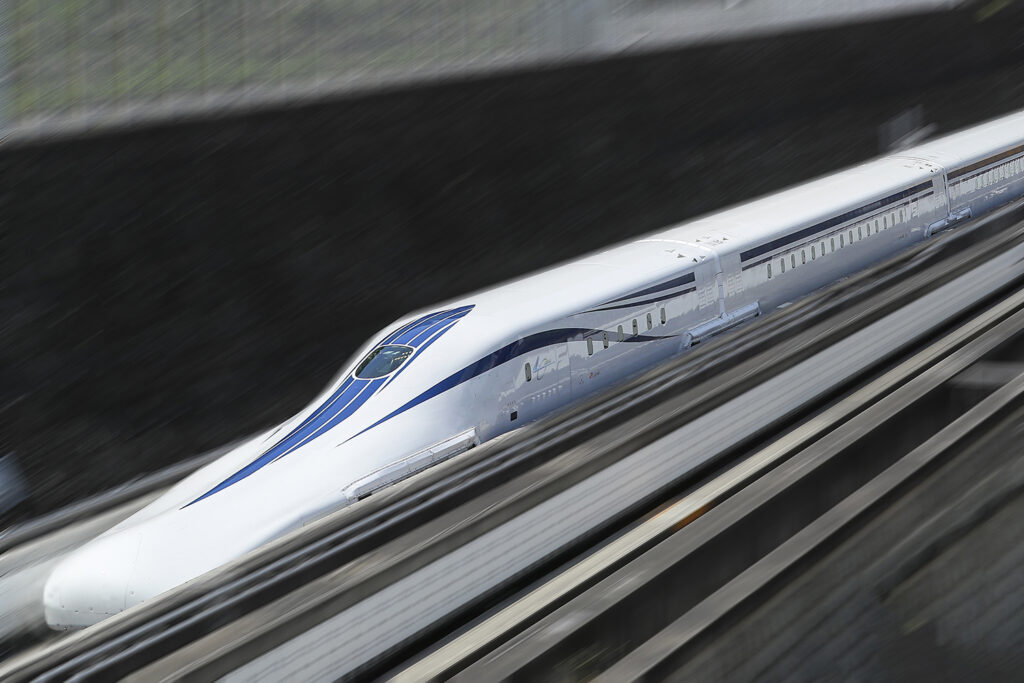 Maglev train in transit