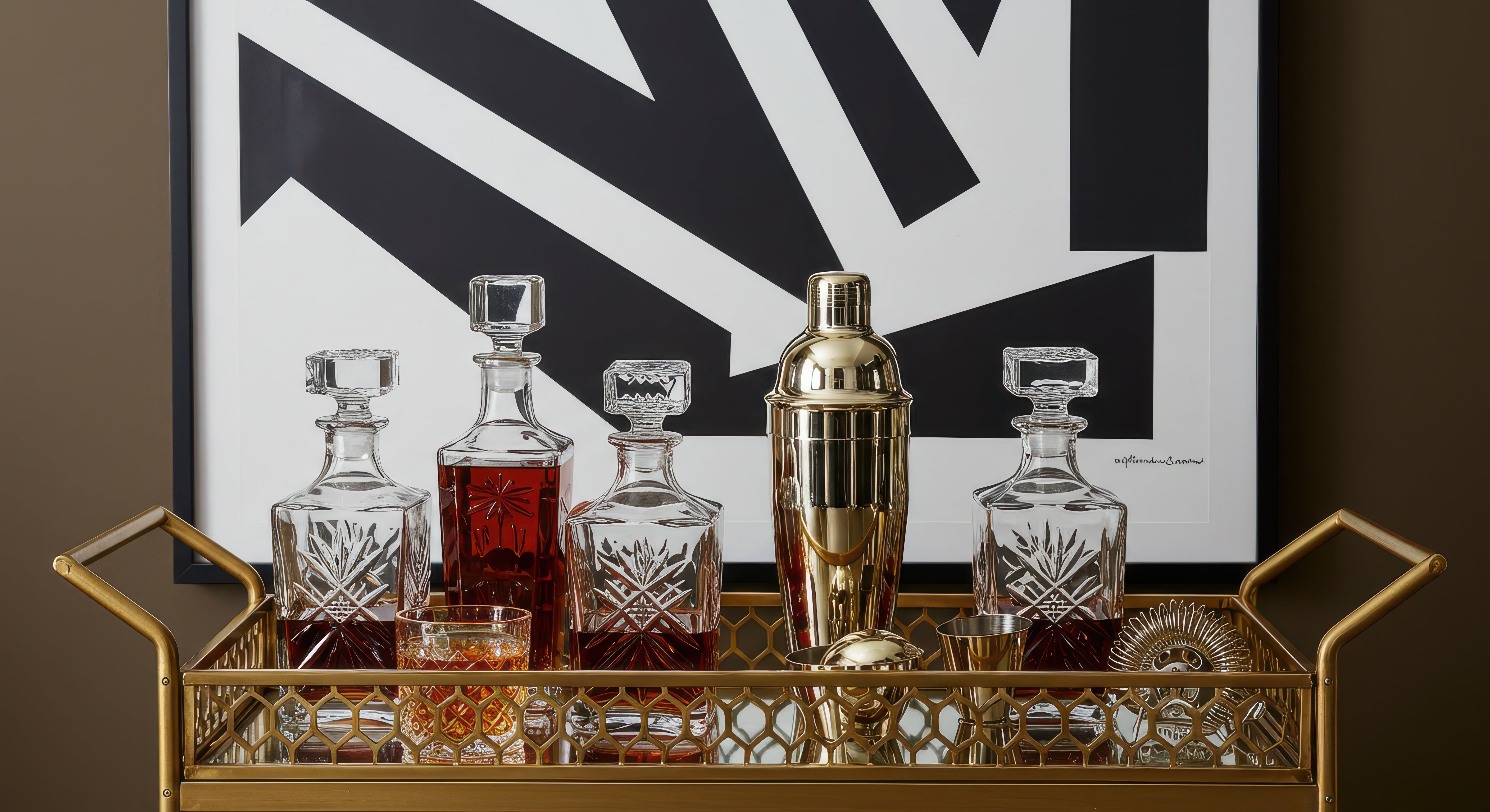 closeup of modern cocktail bar