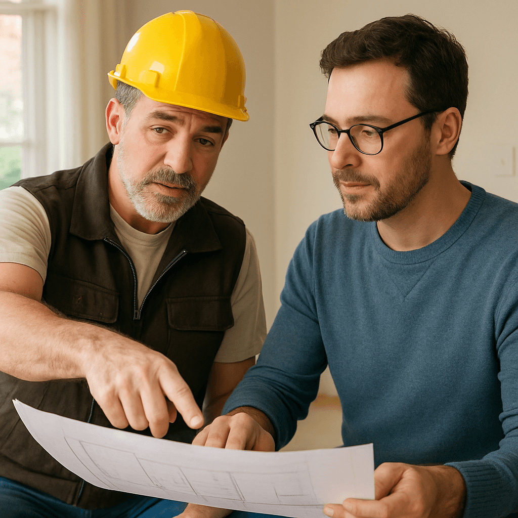 Experienced contractor discussing plans with a homeowner